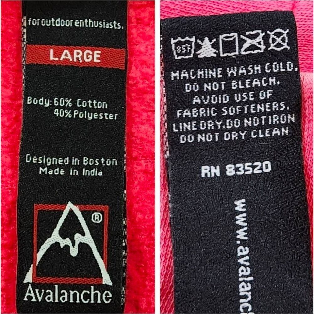 🇬🇪🍑Avalanche Coral Fleece Lined Zippered Front Hoodie Sweatshirt Large - Picture 11 of 12